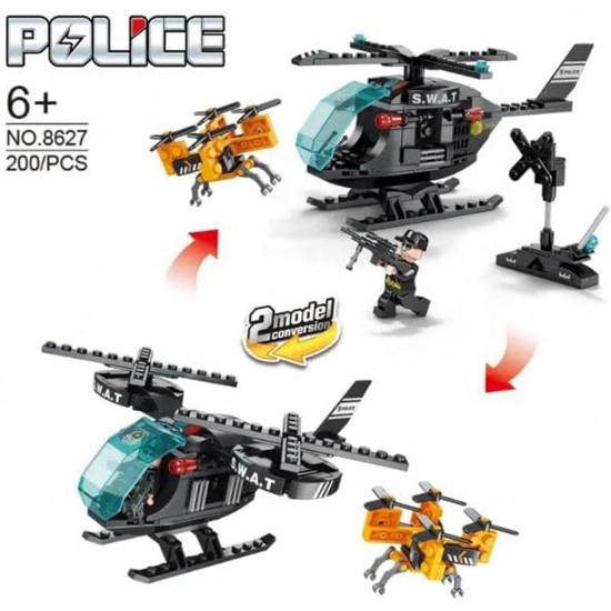 Police SWAT Team Helicopter Drone Set 200 pcs