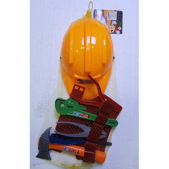 Tool Belt Set with Hard Hat Helmet (5 Tools)