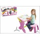 2 in 1 Pink Desk with LED Light and Stool