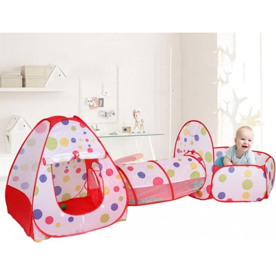 3-in-1 Folding Kids Play Tent with Tunnel
