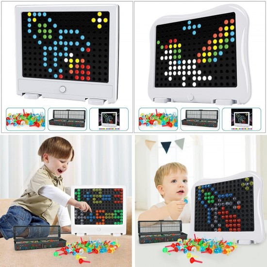 Mosaic Peg Board with 129 Buttons