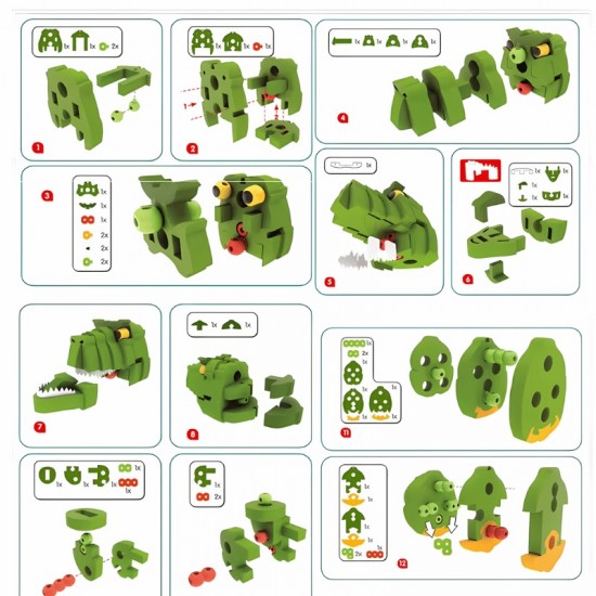 3D foam construction blocks, large dinosaur puzzle