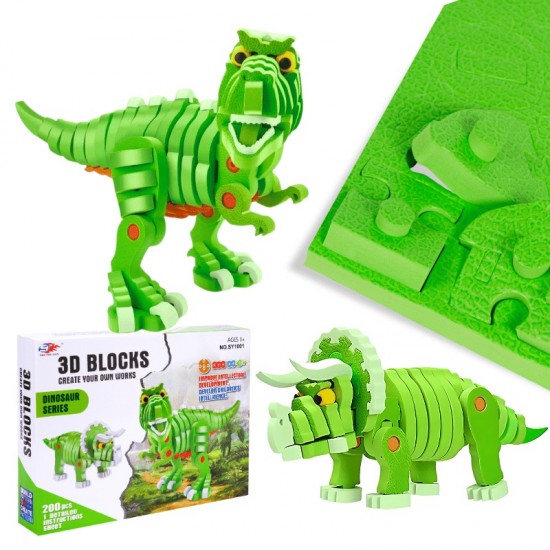 3D foam construction blocks, large dinosaur puzzle