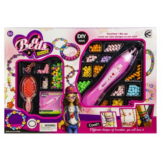 2-in-1 set of beads for creating hair ornaments and braiding