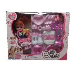 Doll with Bottles and Accessories