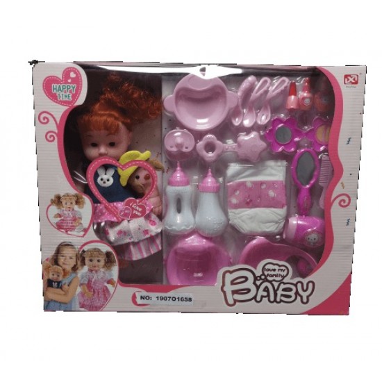 Doll with Bottles and Accessories